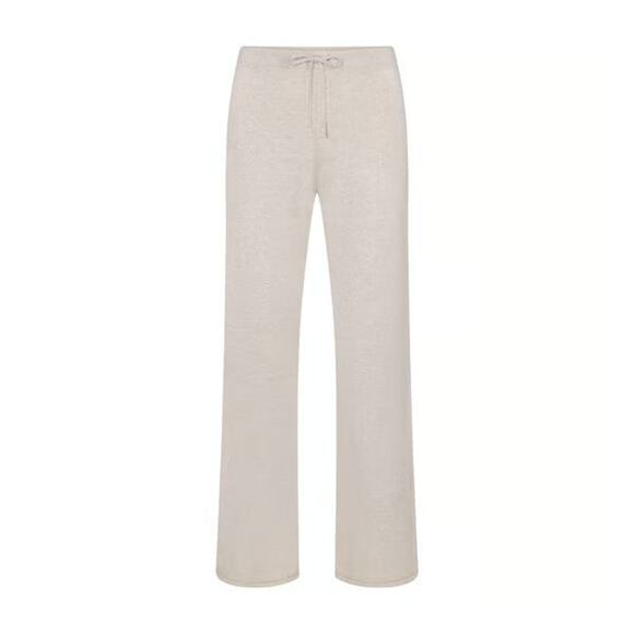 SKIMS Cotton Jersey Straight Leg Pant Heather Oatmeal - XL - Picture 1 of 4